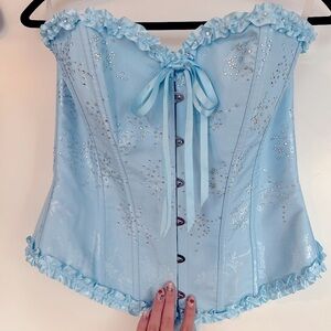 Light blue corset rhinestoned with Swarovski crystals